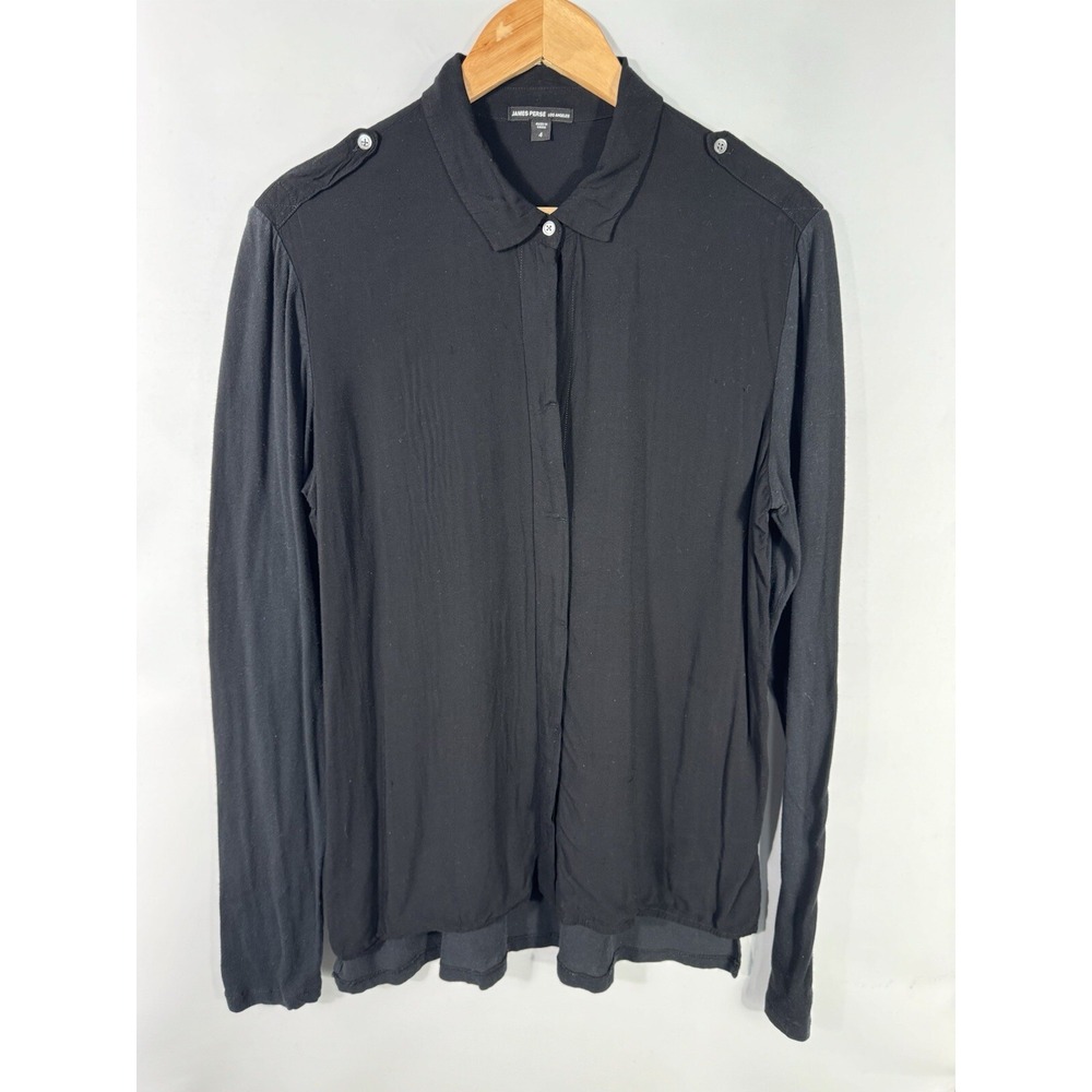 James Perse Women's Size 4 Black Collage Button Down Shirt WEB2760